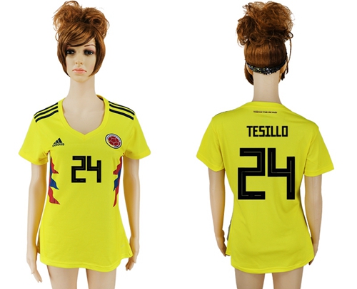 Women's Colombia #24 Tesillo Home Soccer Country Jersey
